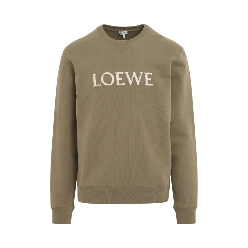 Embroidered Logo Cotton Sweatshirt in Military Green sold by MARAIS