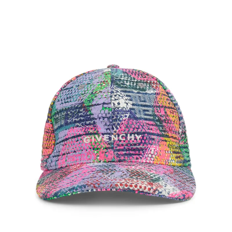 BSTROY Denim Hexagon Print Curved Cap in Multicolour sold by MARAIS