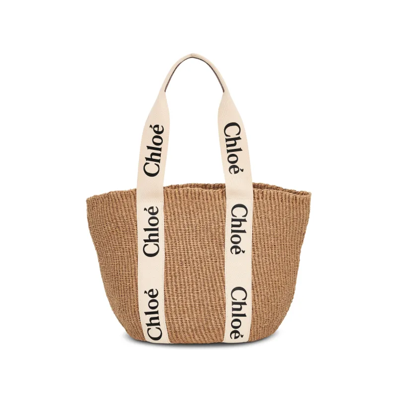 Large Woody Basket Tote Bag in White sold by MARAIS