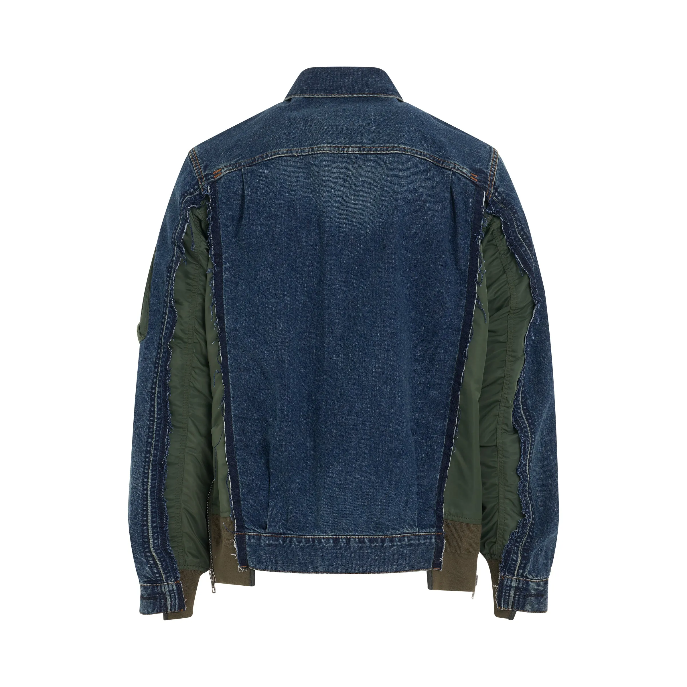 Denim x Nylon Twill Bomber Jacket in Blue sold by MARAIS product image thumbnail 4
