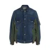 Denim x Nylon Twill Bomber Jacket in Blue sold by MARAIS