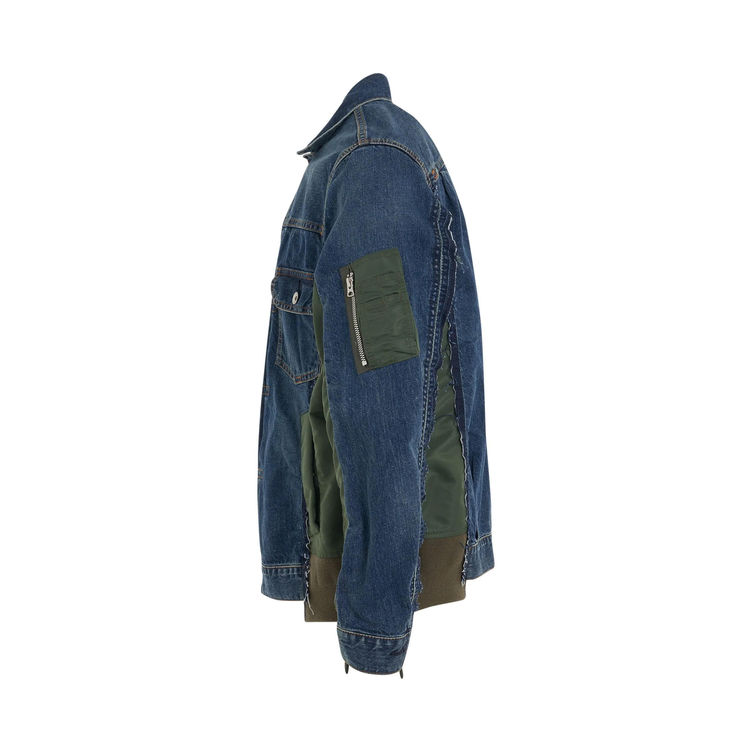 Denim x Nylon Twill Bomber Jacket in Blue sold by MARAIS product image thumbnail 3