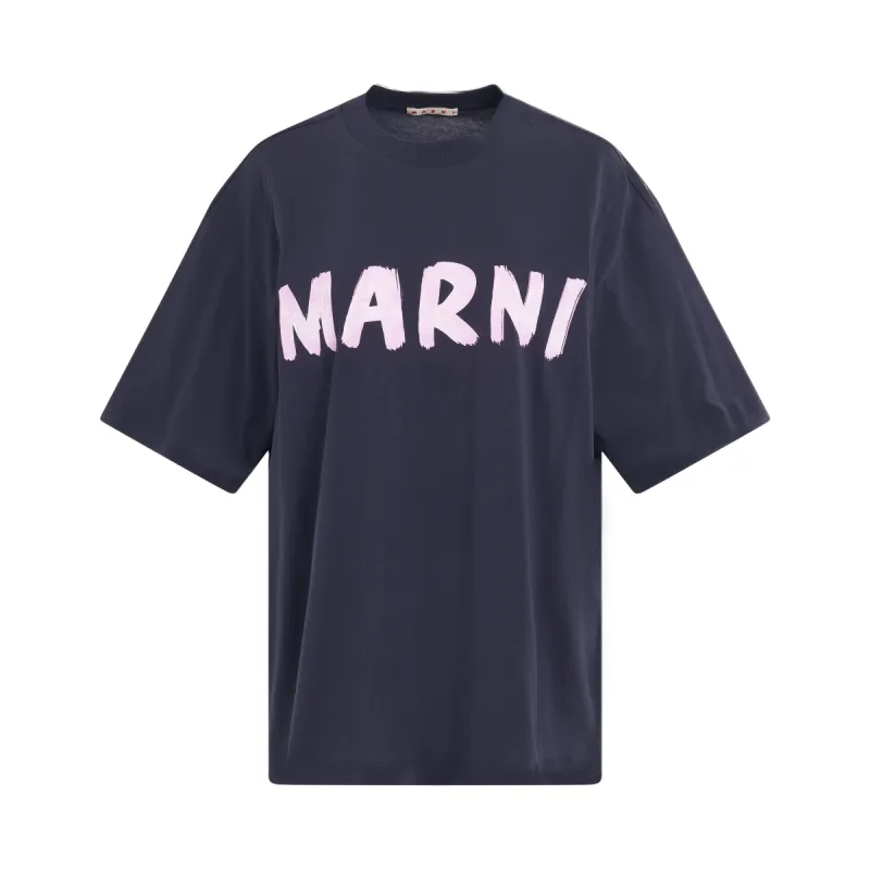 Plain Cotton Logo T-Shirt in Blue/Black sold by MARAIS