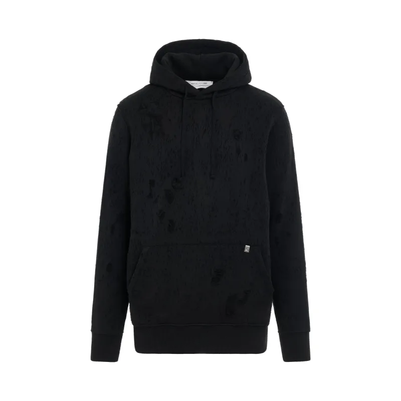 Destroyed Lightercap Hoodie in Black sold by MARAIS