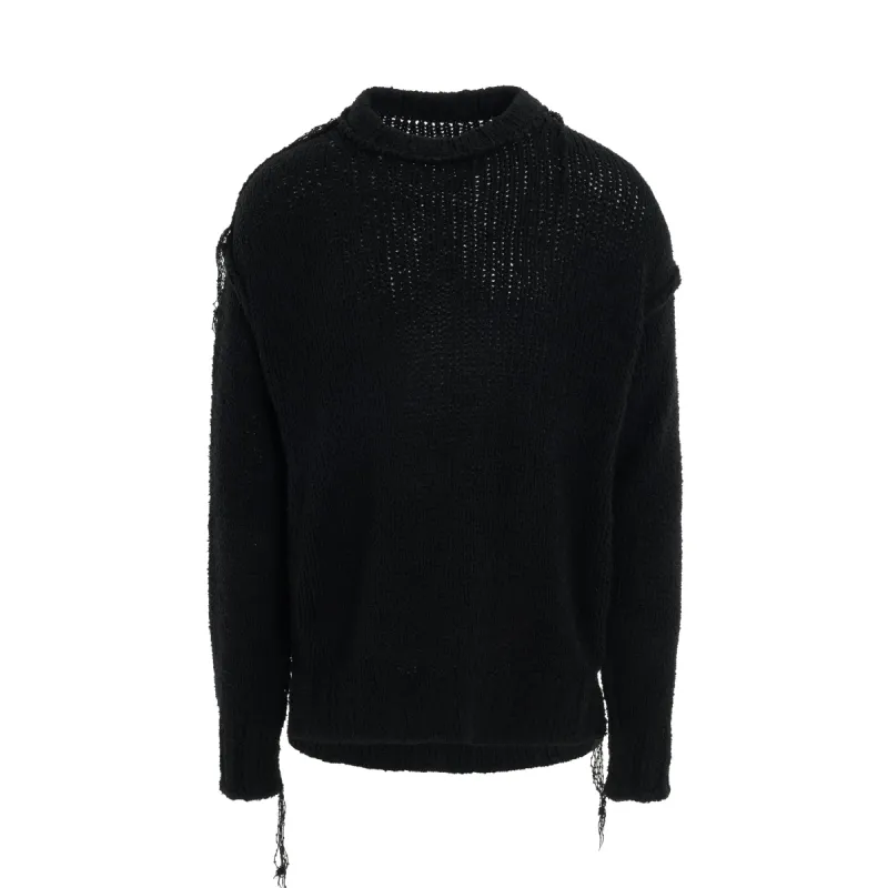 Knit Pullover with Ribbed Waistband in Black sold by MARAIS