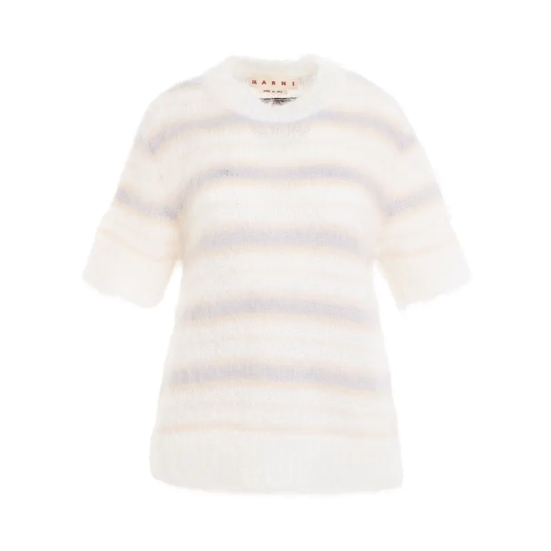 Mohair & Wool Striped Sweater in Natural White sold by MARAIS