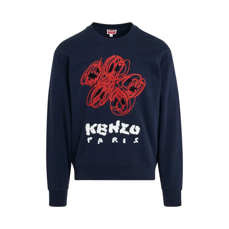 Drawn Varsity Classic Sweatshirt in Midnight Blue sold by MARAIS