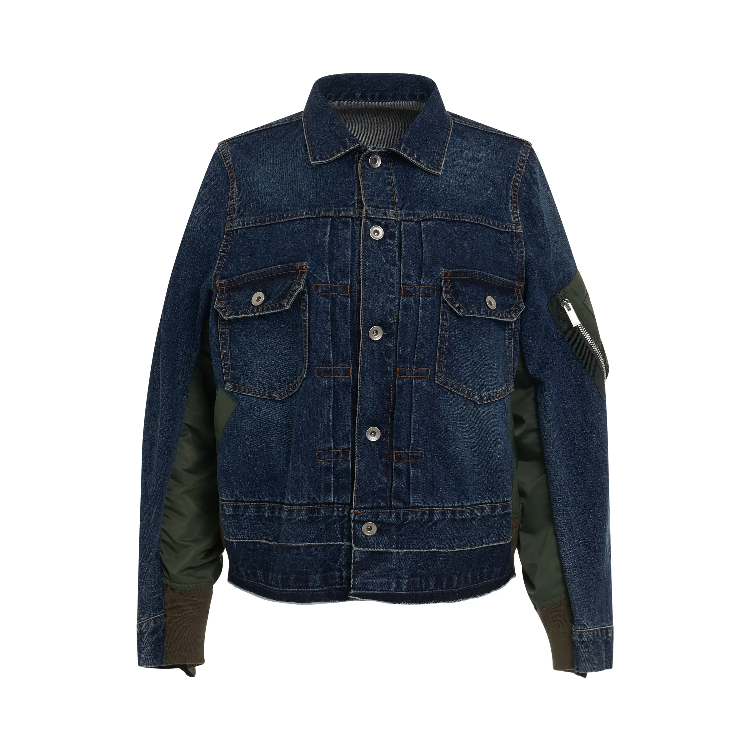 Classic Denim x Nylon Twill Jacket in Blue sold by MARAIS
