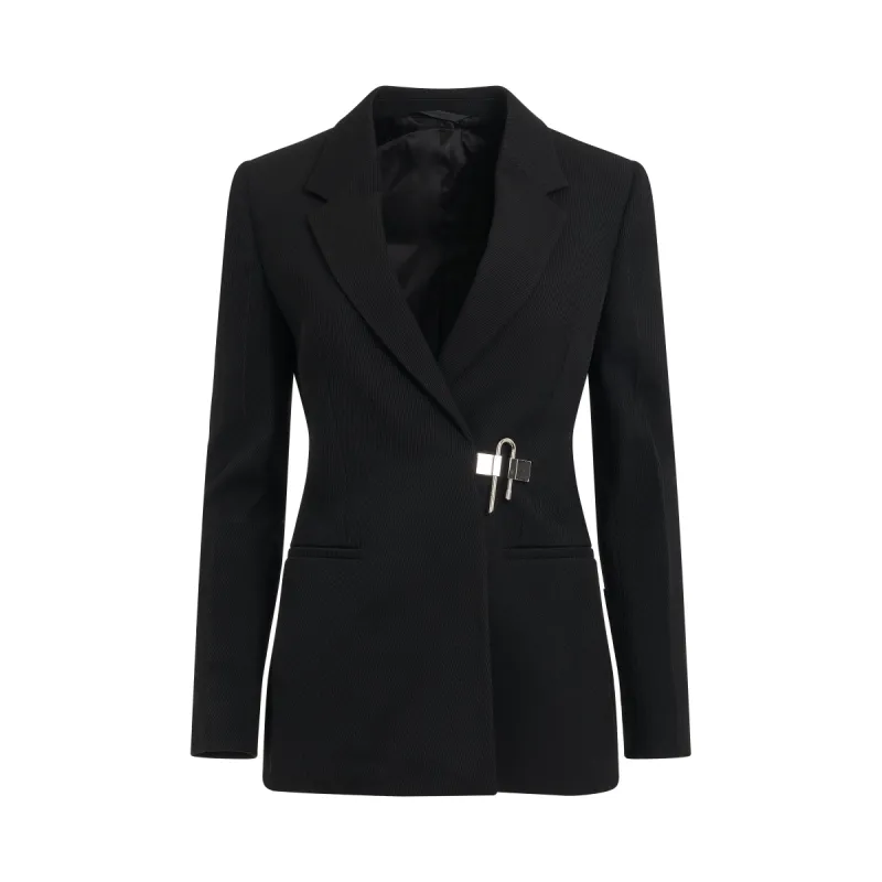 Starchy Wool Tricotine Jacket in Black sold by MARAIS