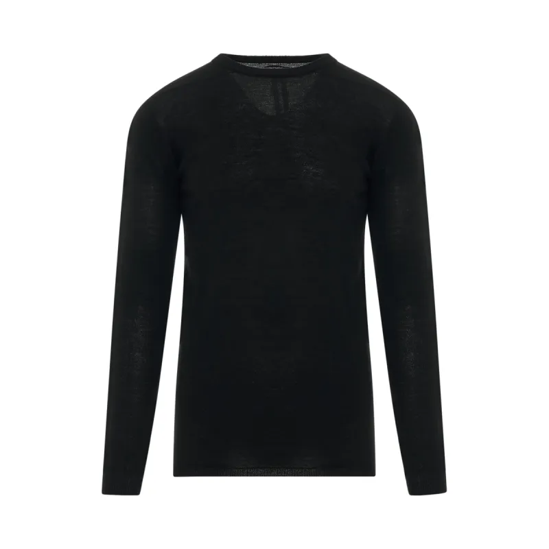 Knit Biker Level Round Neck Sweater in Black sold by MARAIS