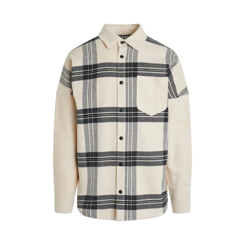 Back Logo Check Over shirt in Off White sold by MARAIS