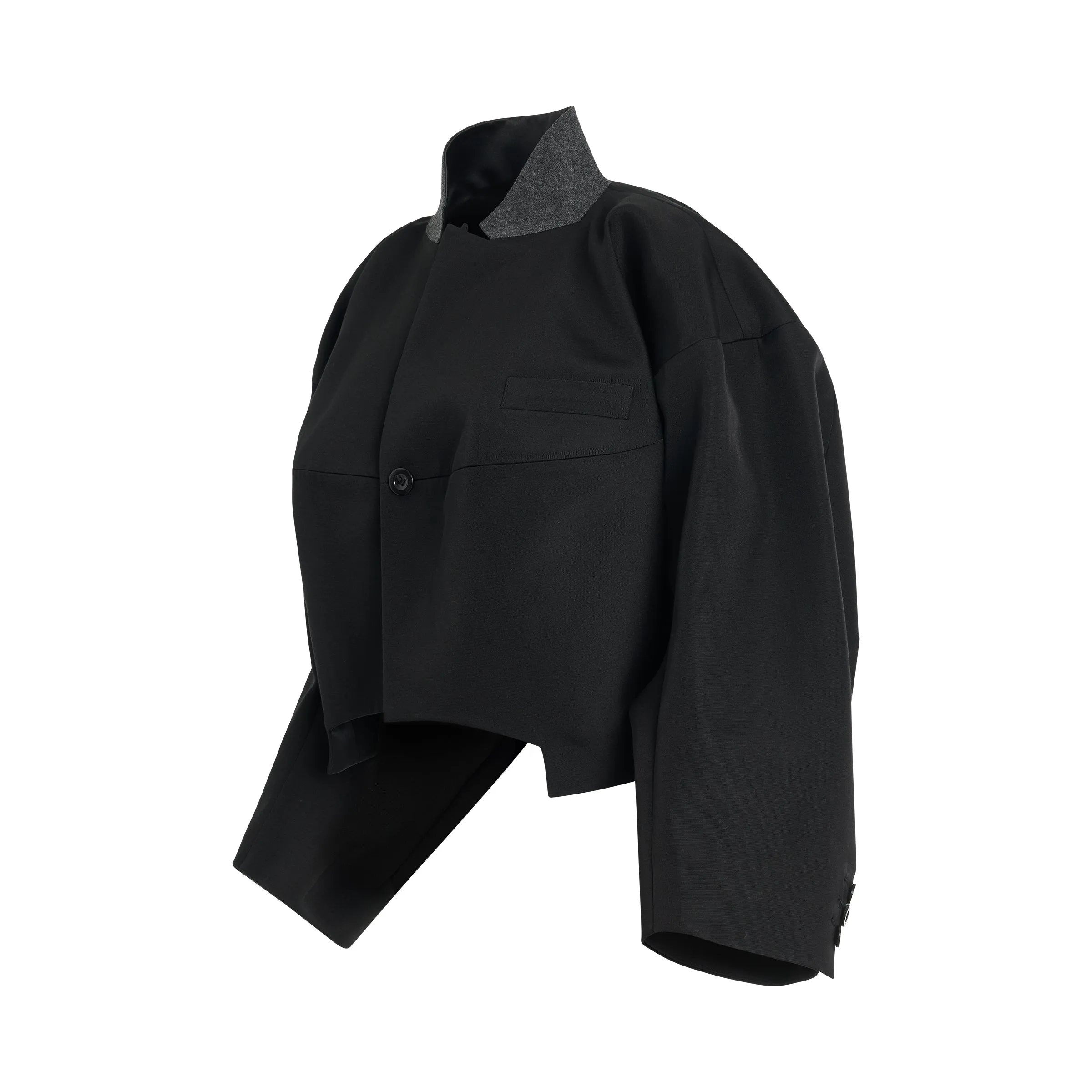 Double-Faced Silk Cotton Jacket in Black sold by MARAIS product image thumbnail 2