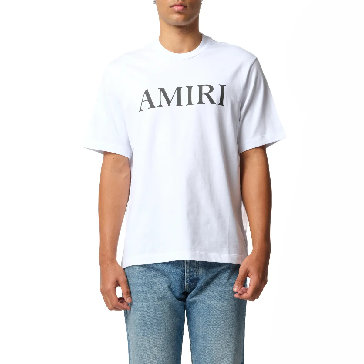 Amiri Core Logo T-Shirt in White/Black sold by MARAIS