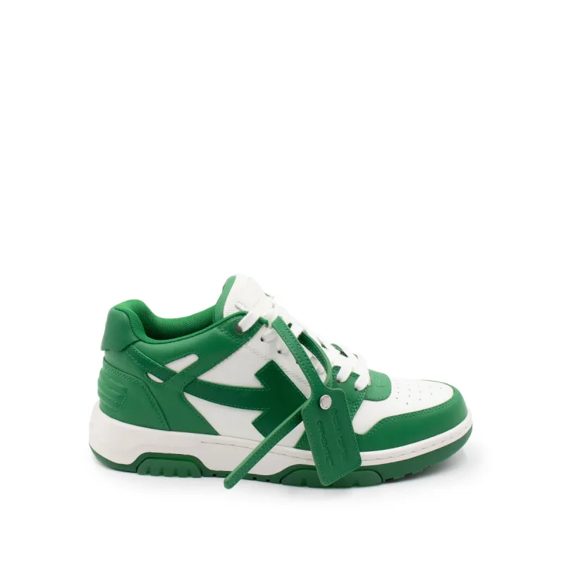Out Of Office Calf Leather Sneaker in White/Green sold by MARAIS