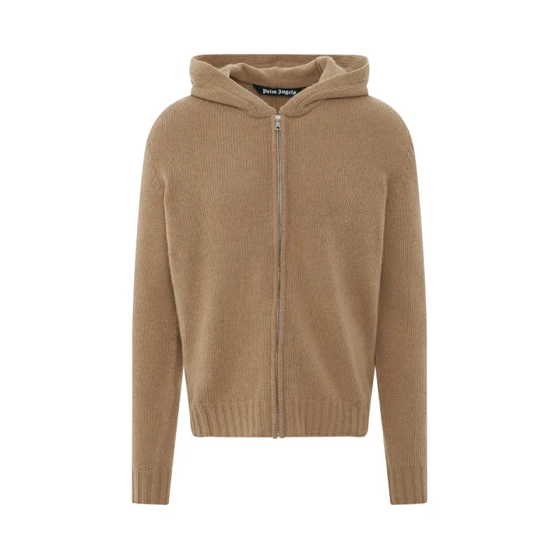 Curved Logo Zipped Sweater in Beige/White sold by MARAIS