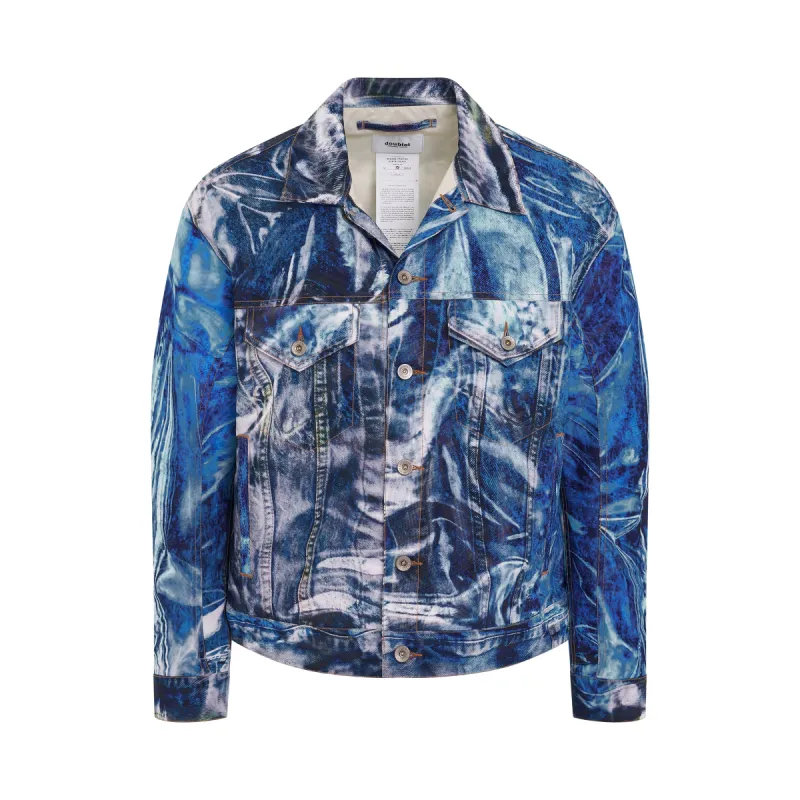 Mirage Printed Denim Jacket in Indigo sold by MARAIS