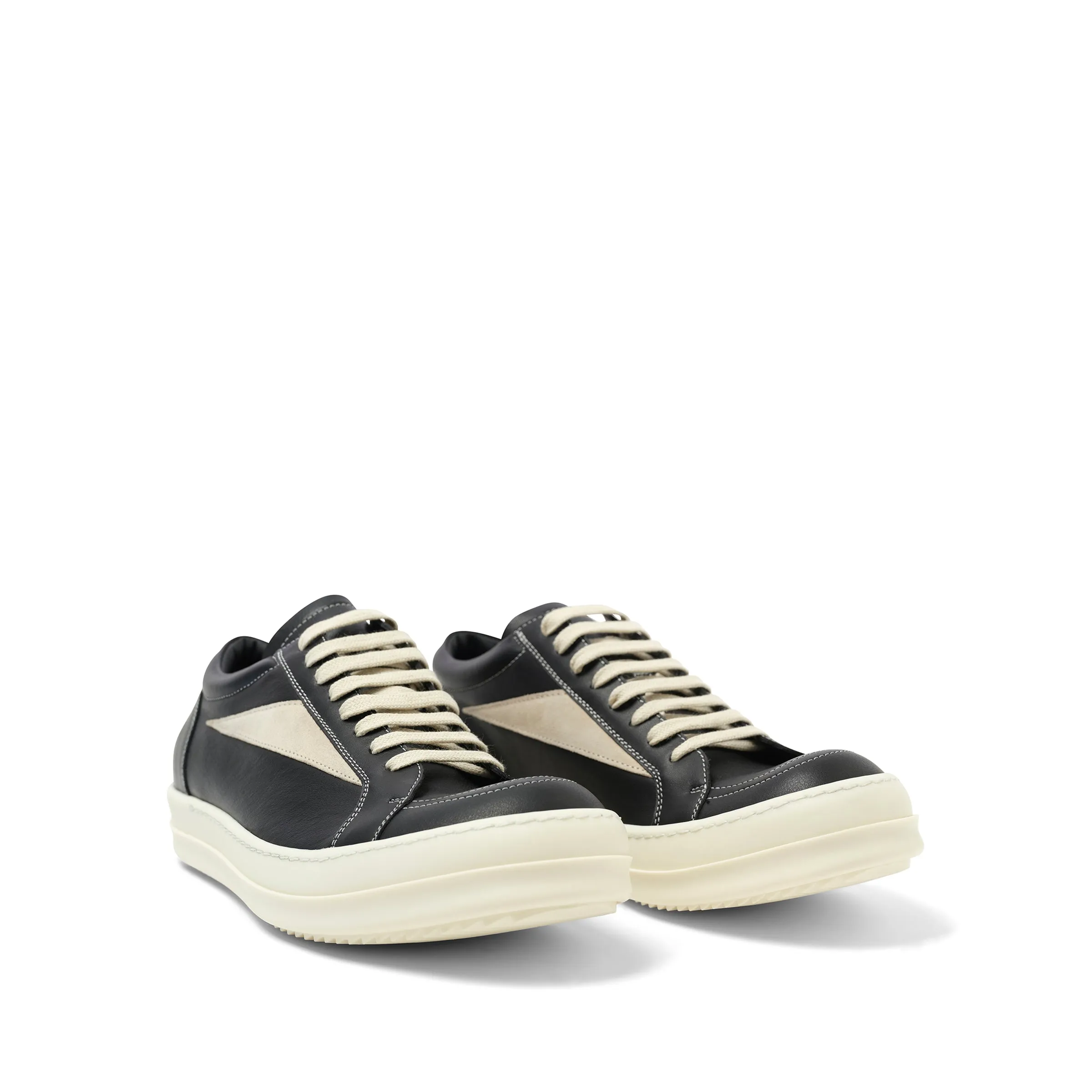 Full Grain Calf Leather Vintage Sneaker in Black/Milk sold by MARAIS product image thumbnail 2