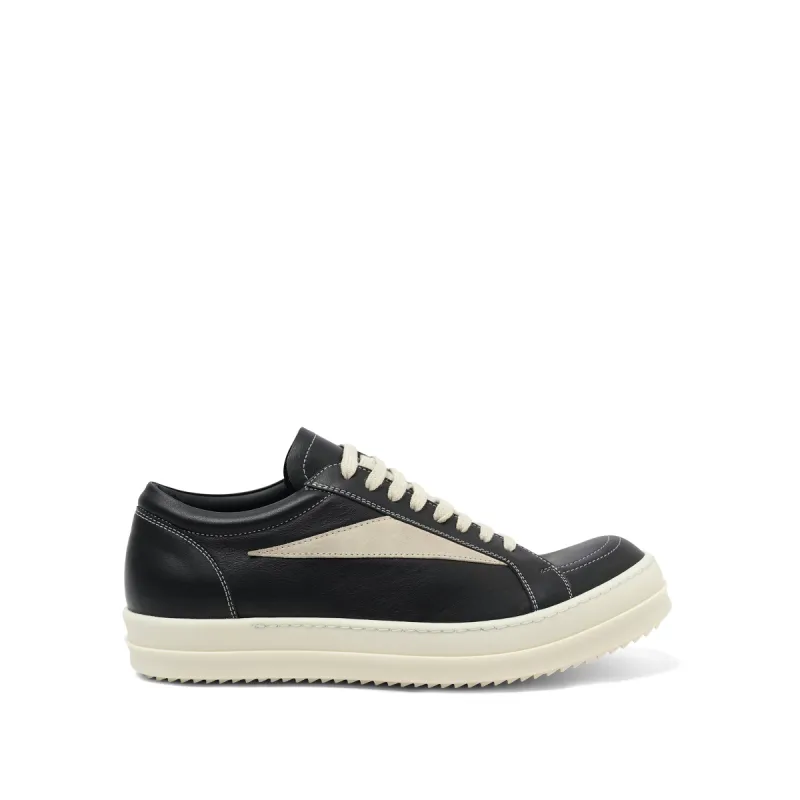 Full Grain Calf Leather Vintage Sneaker in Black/Milk sold by MARAIS