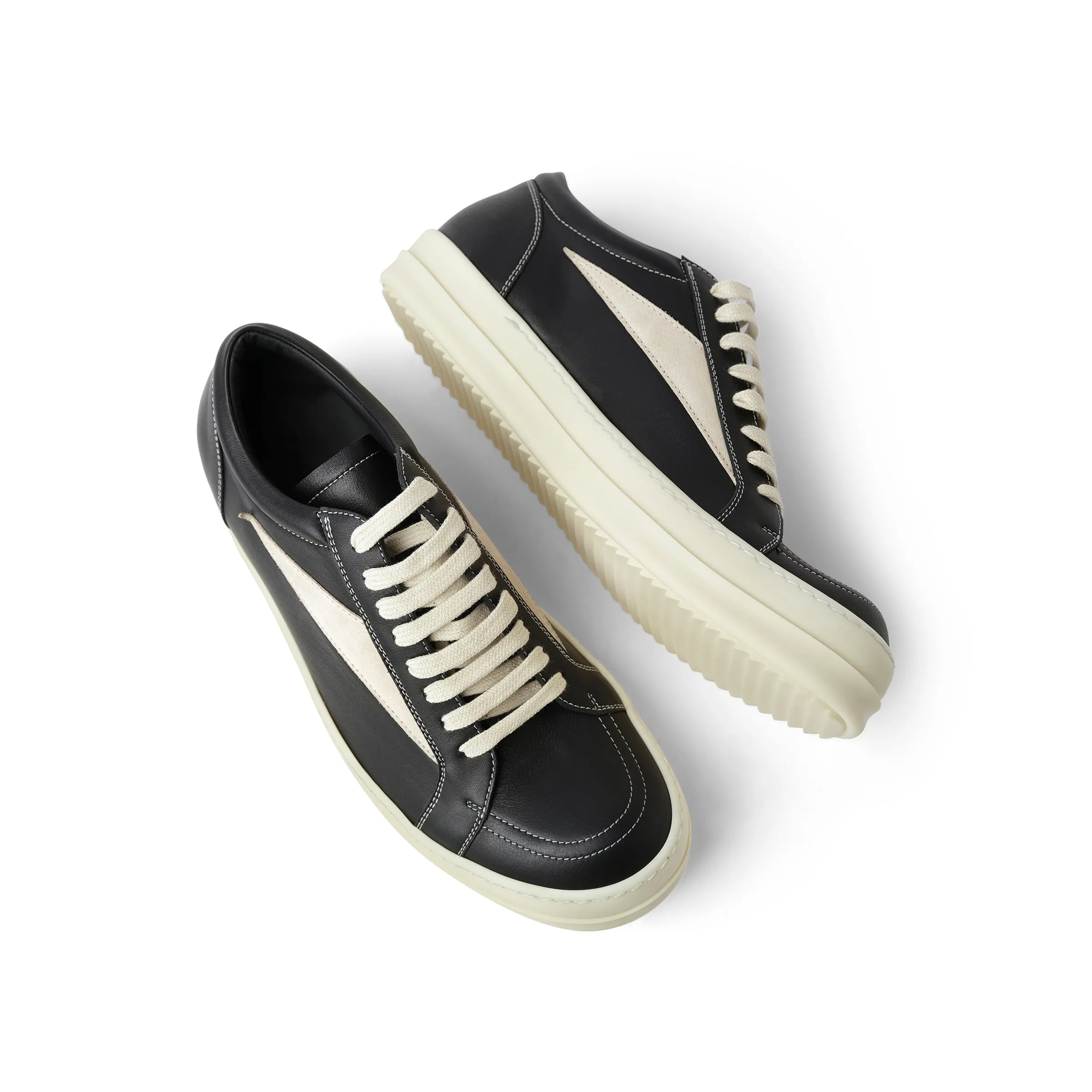 Full Grain Calf Leather Vintage Sneaker in Black/Milk sold by MARAIS product image thumbnail 4