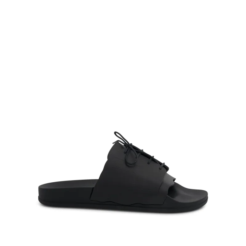 Lace Up Pool Slides in Black sold by MARAIS