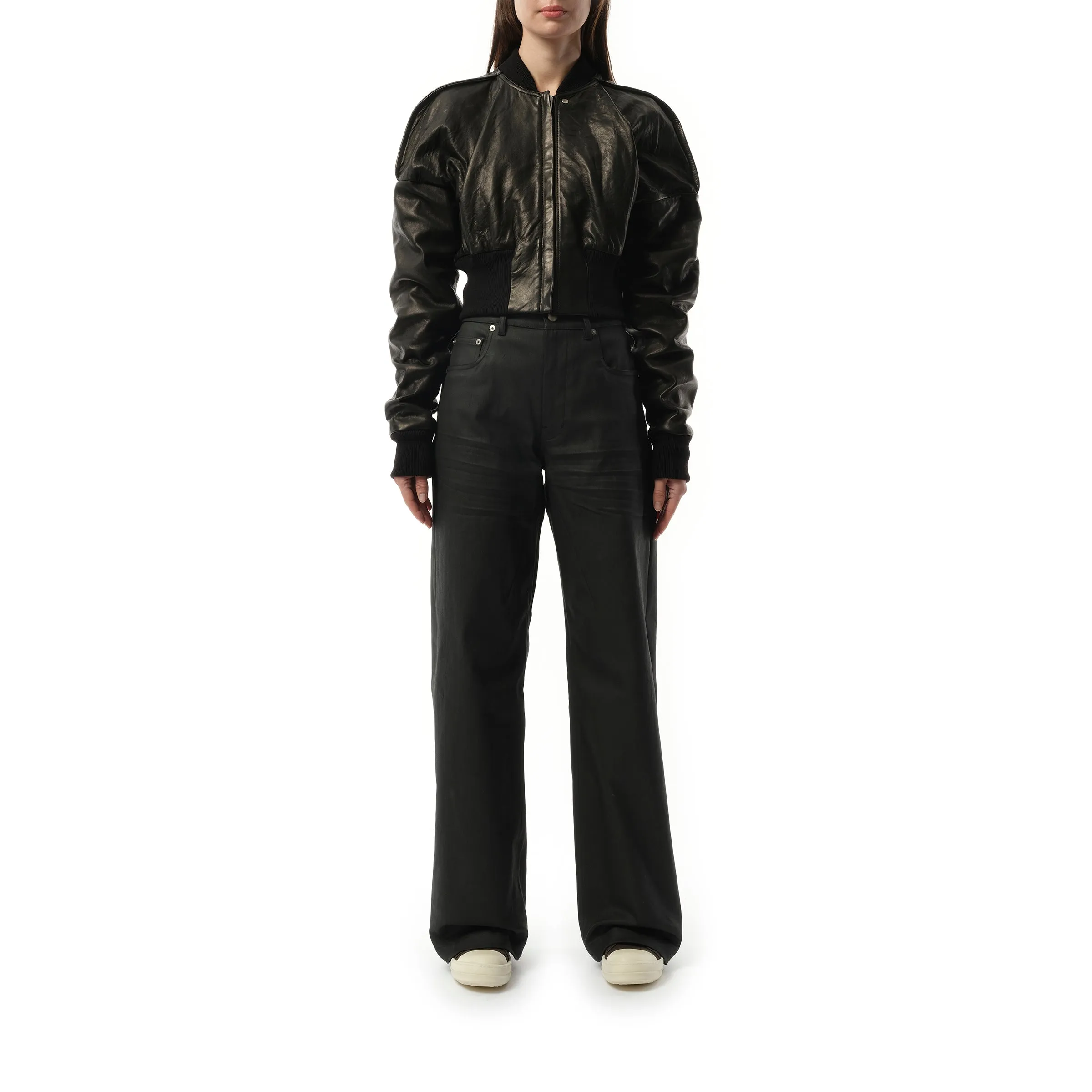 Nappa Lamb Cropped Flight Jacket in Black sold by MARAIS product image thumbnail 4