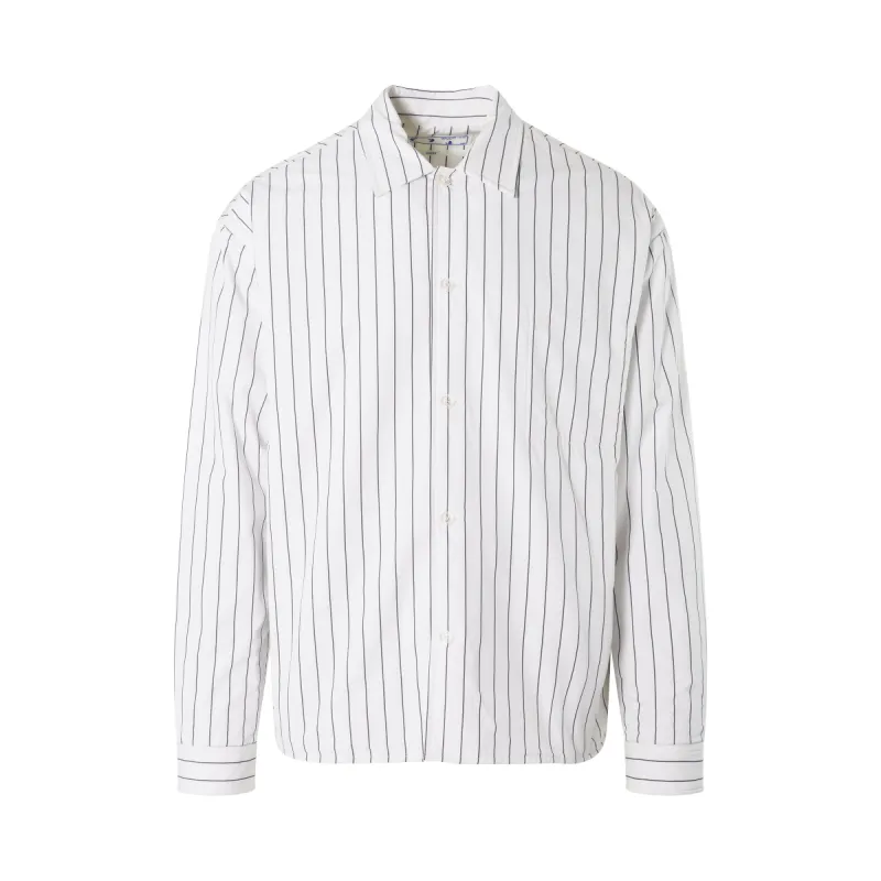 Stripes Padded Oversize Shirt in White sold by MARAIS