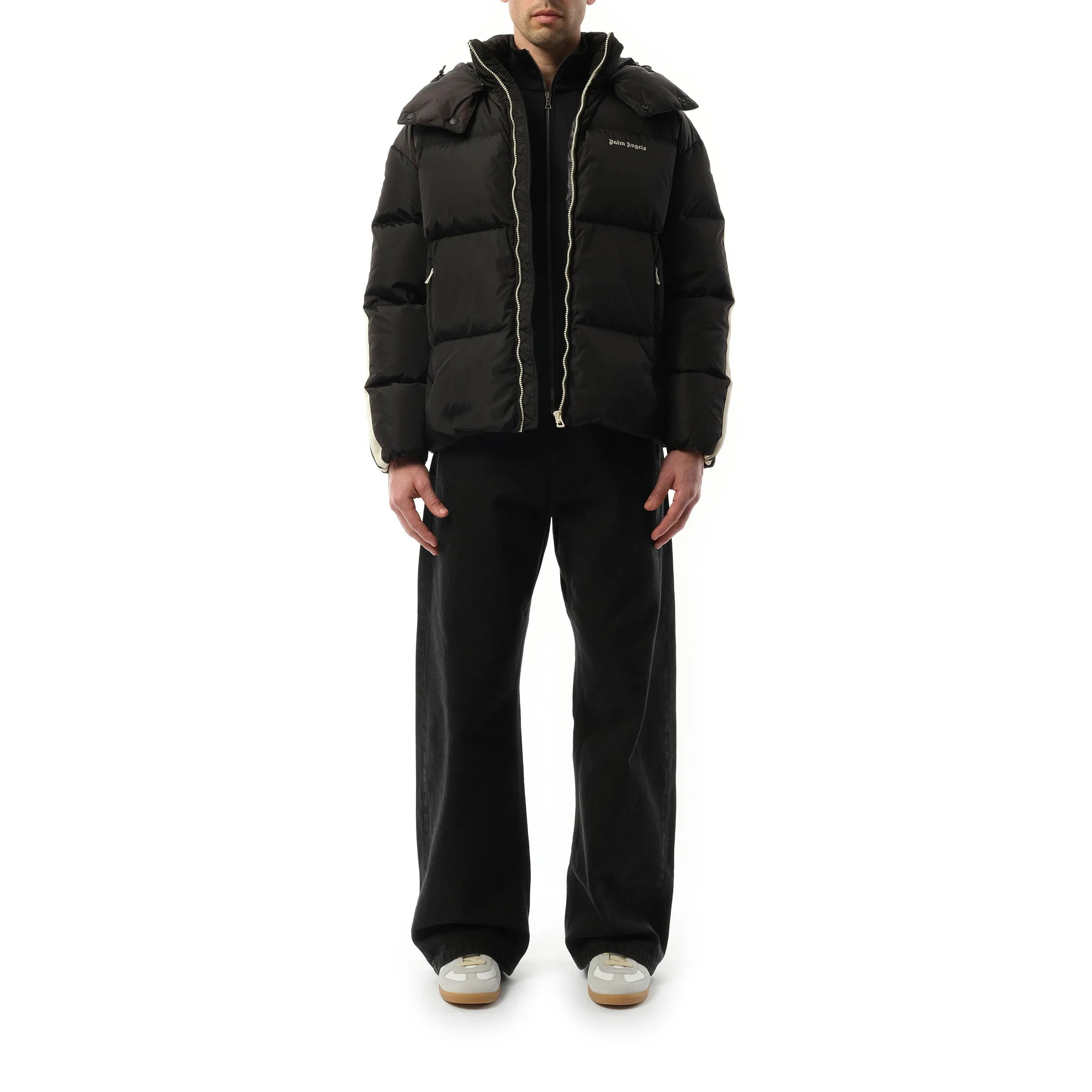 Hooded Track Down Jacket in Black/Off White sold by MARAIS product image thumbnail 4