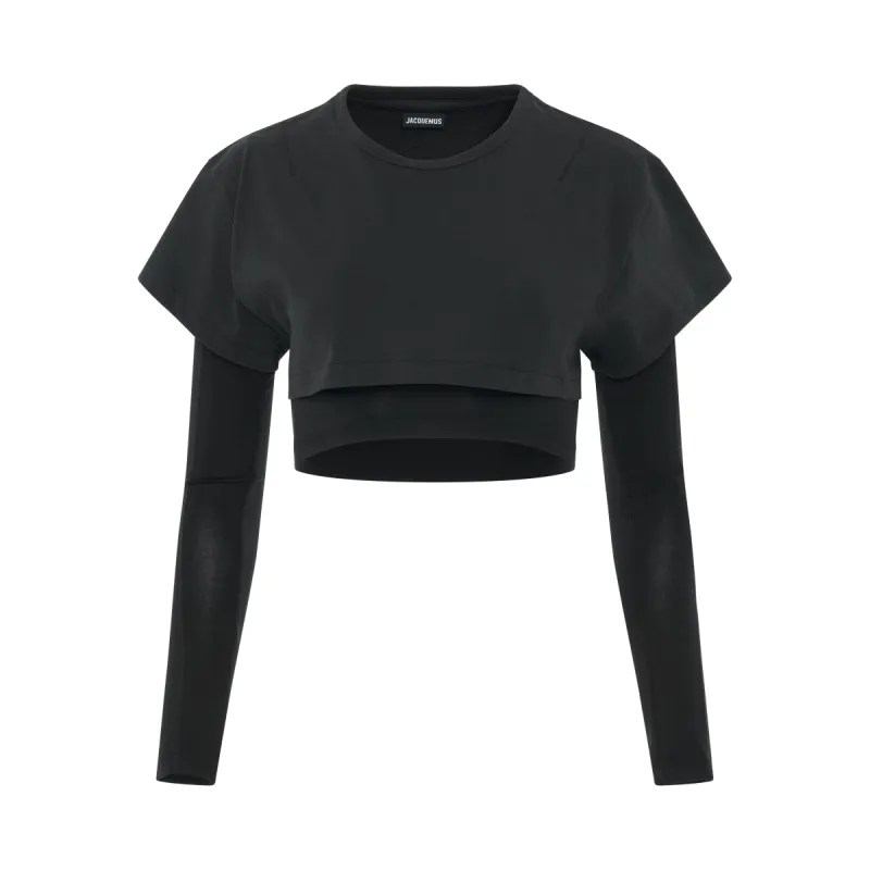 Layered Crop Top in Black sold by MARAIS
