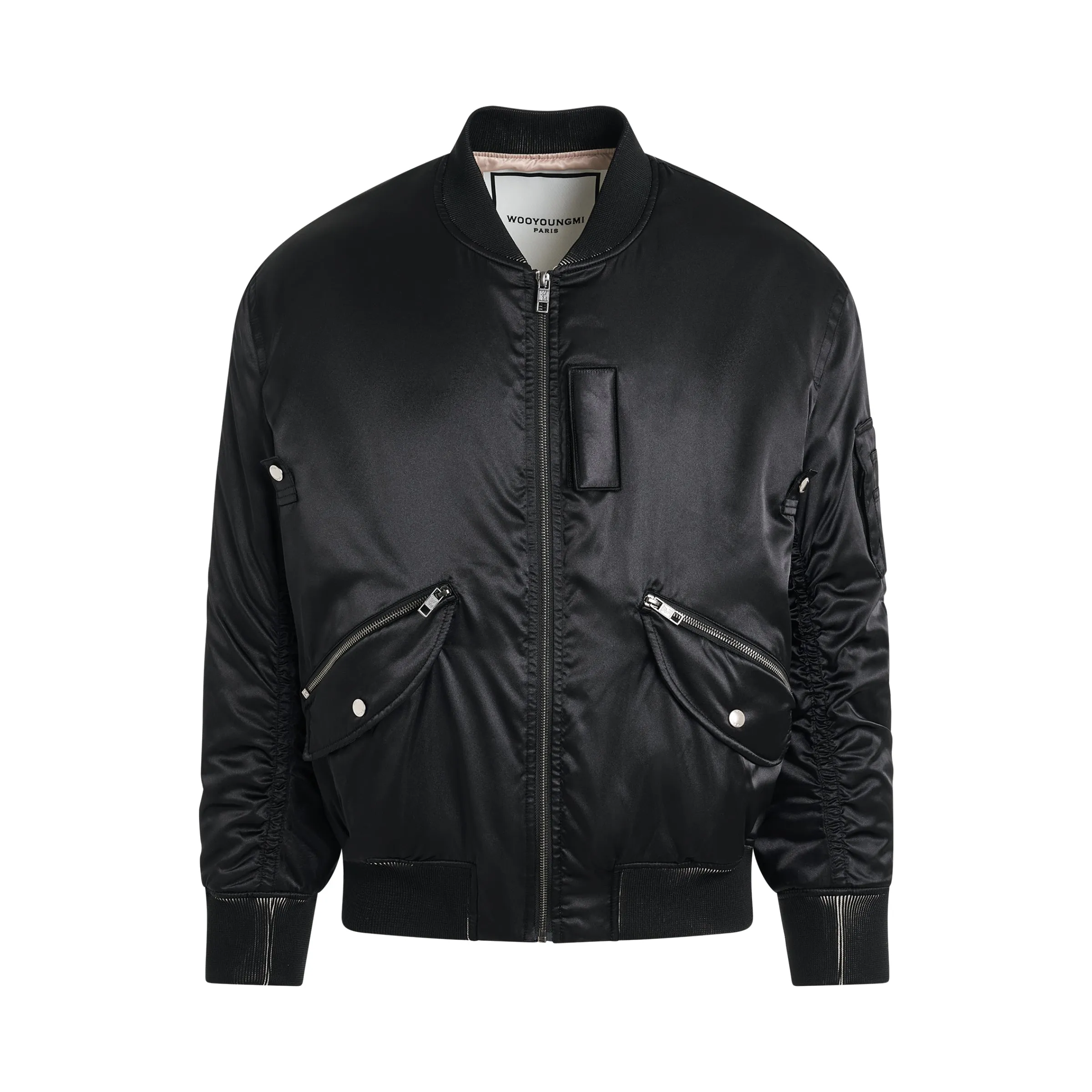 Embroidered Back Logo Bomber Jacket in Black sold by MARAIS