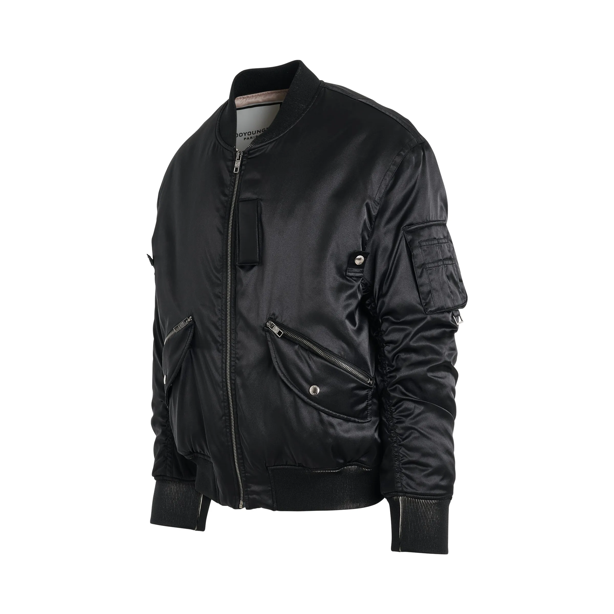 Embroidered Back Logo Bomber Jacket in Black sold by MARAIS product image thumbnail 2
