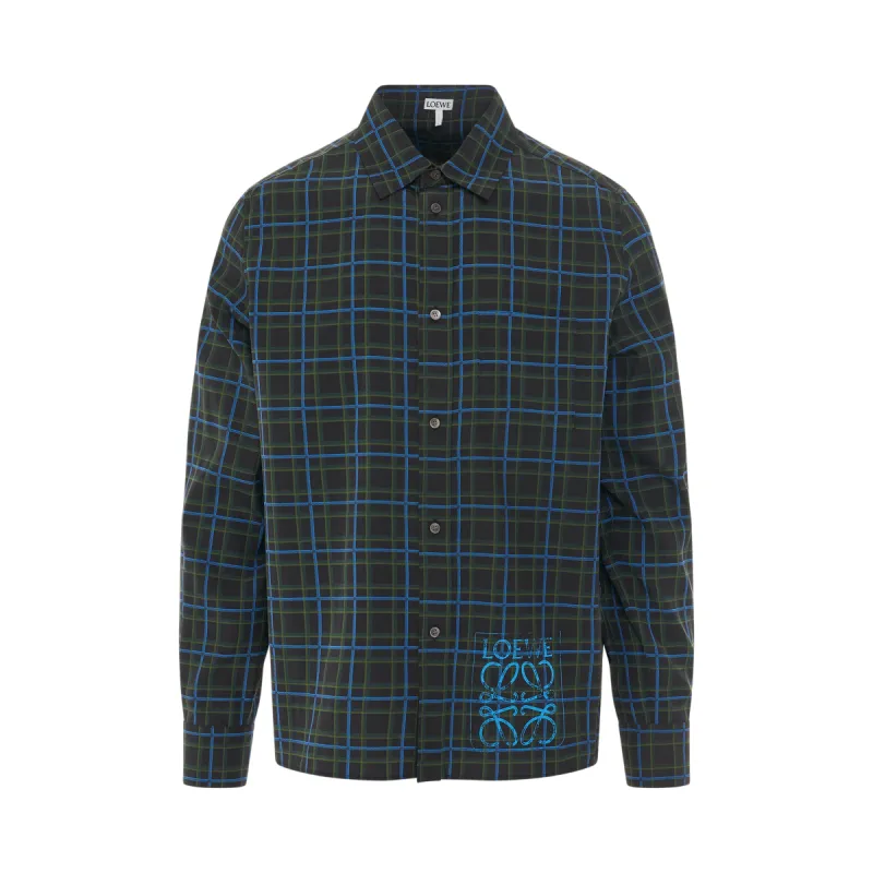 Anagram Stamp Check Shirt in Dark Grey sold by MARAIS