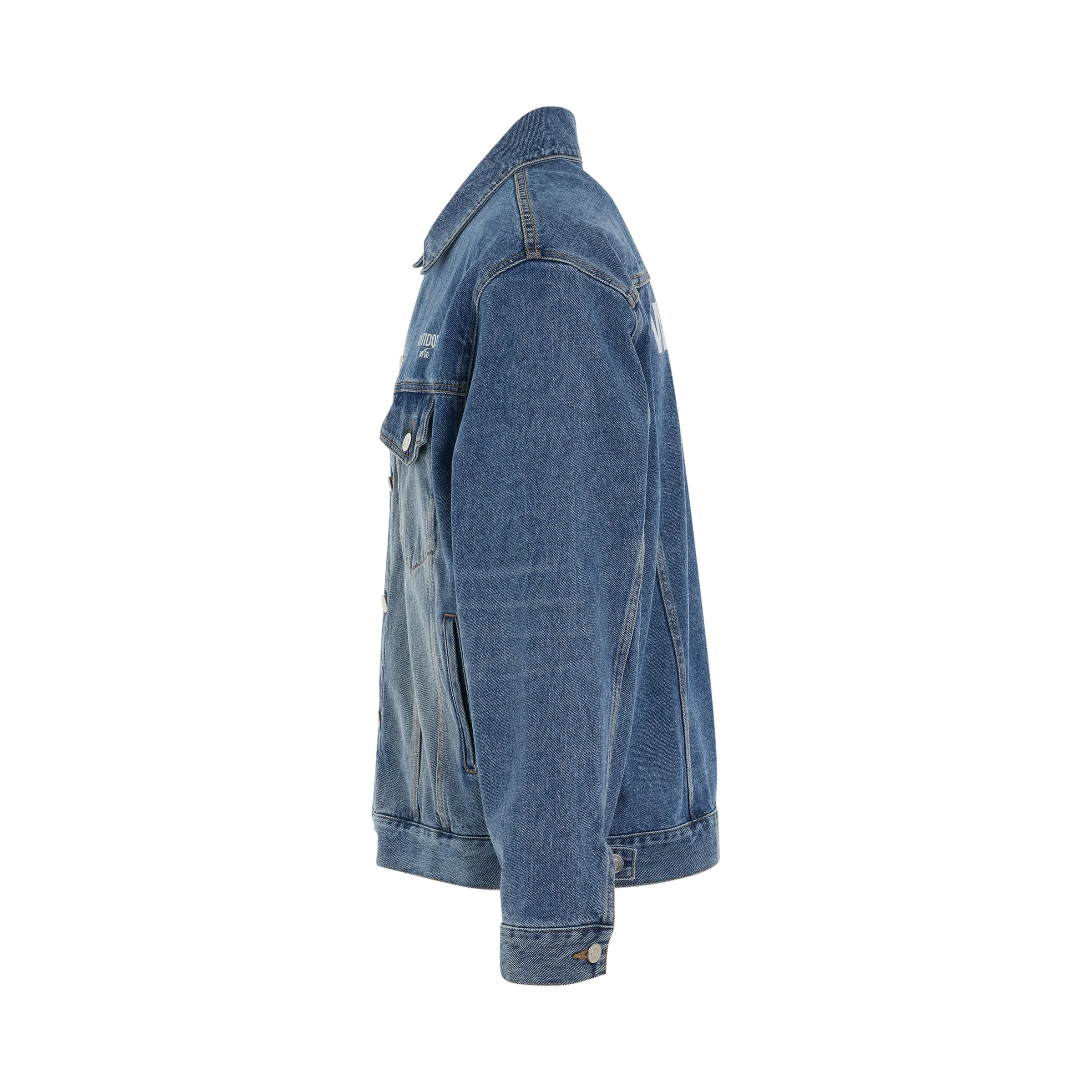 1506 Logo Loose Fit Denim Trucker Jacket in Blue sold by MARAIS product image thumbnail 3