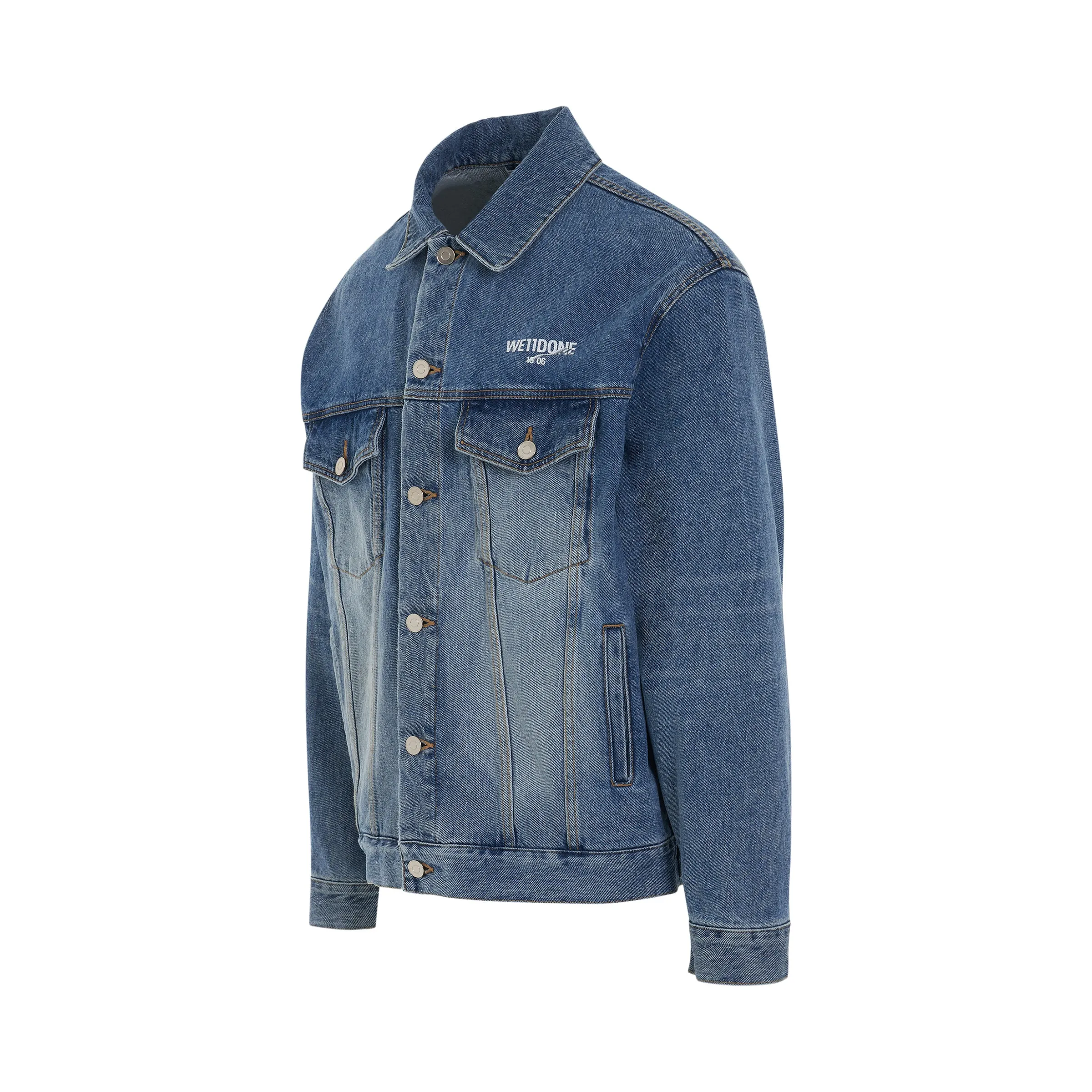 1506 Logo Loose Fit Denim Trucker Jacket in Blue sold by MARAIS product image thumbnail 2