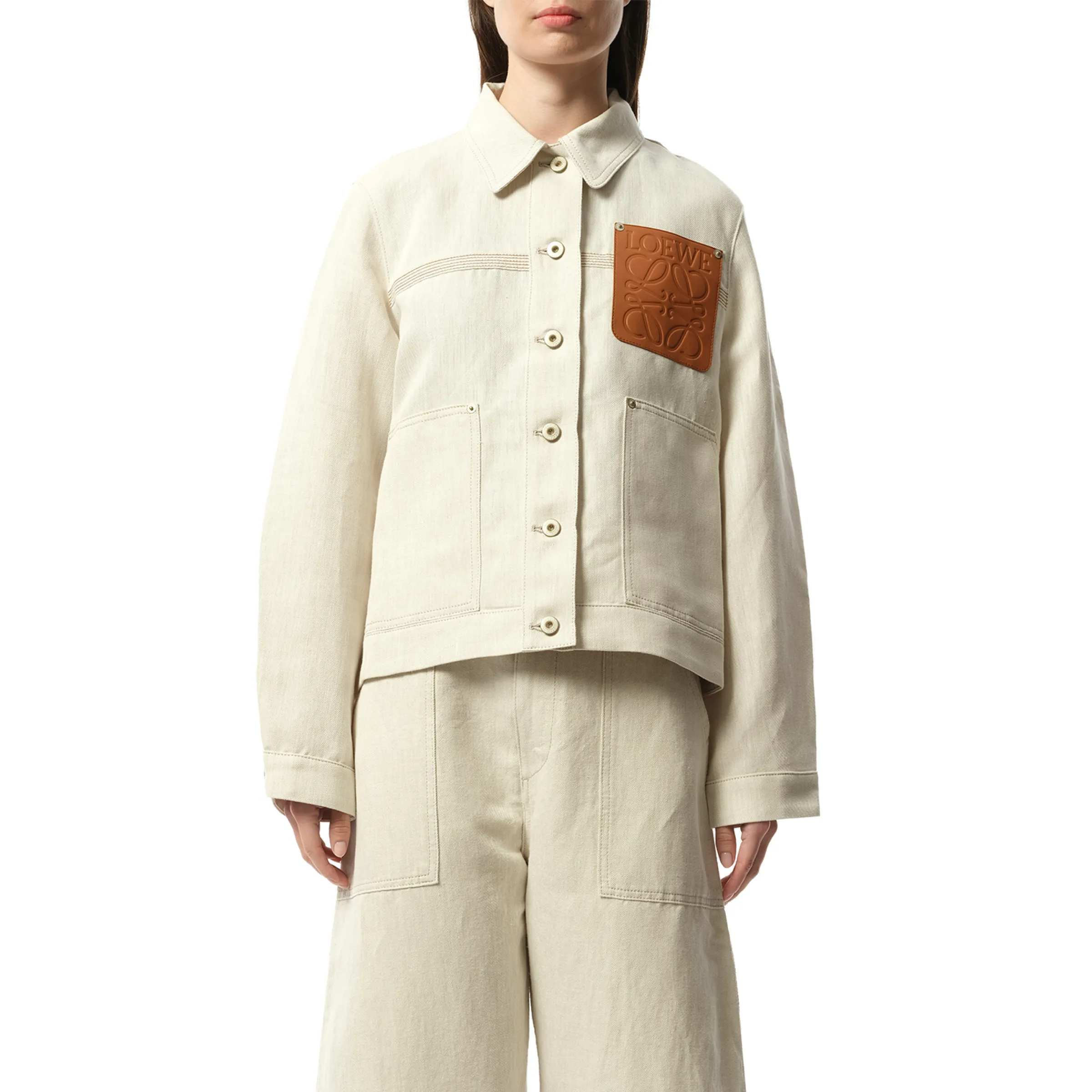 Denim Workwear Jacket in Ecru sold by MARAIS