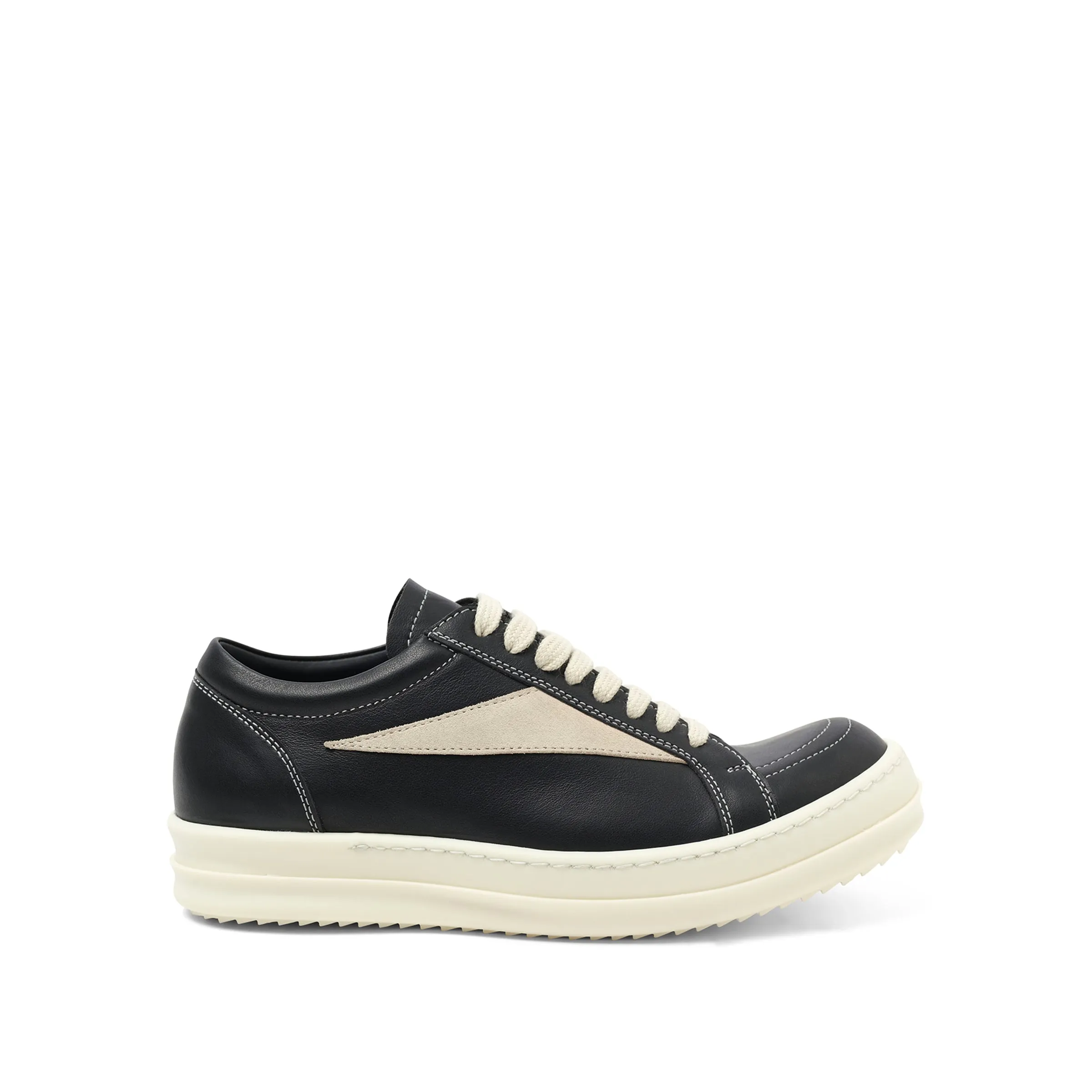 Full Grain Leather Vintage Sneaker in Black/Milk sold by MARAIS