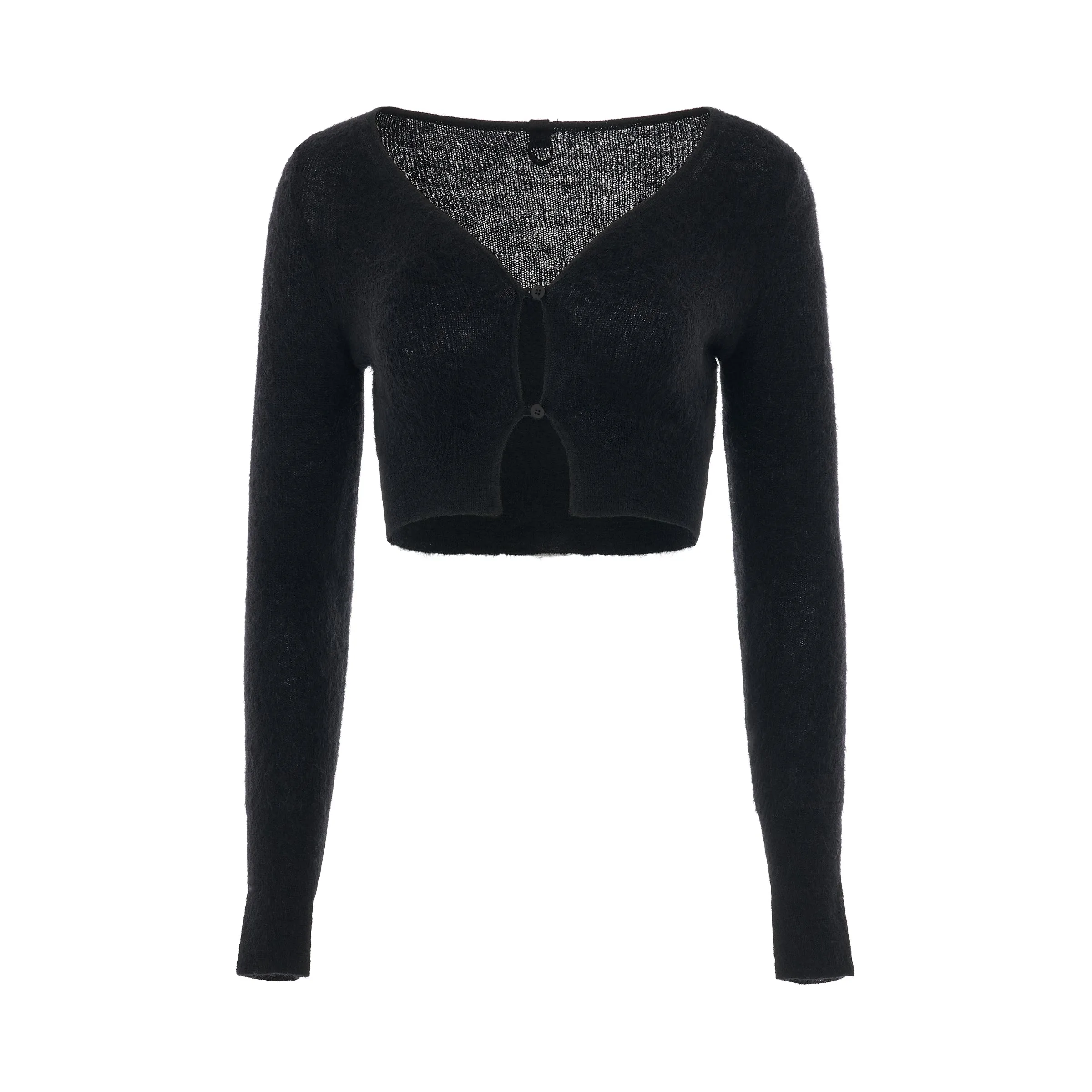 Alzou Cropped Cardigan in Black sold by MARAIS