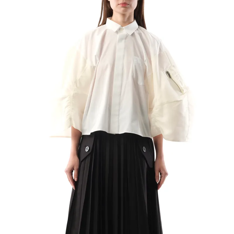 Cotton Poplin x Nylon Twill Shirt in Off White sold by MARAIS