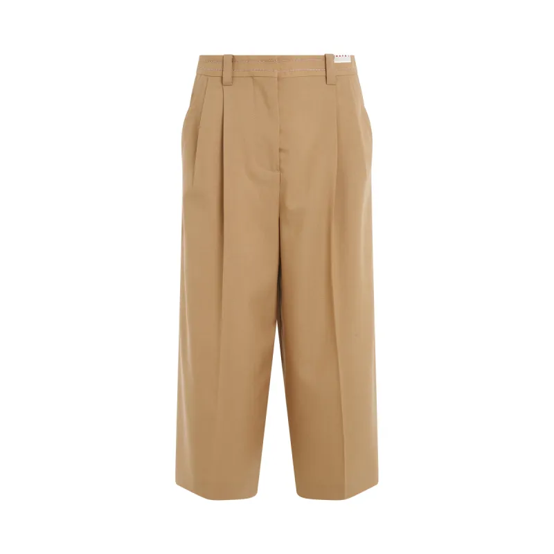 Wide Leg Cropped Trousers in Dijon sold by MARAIS