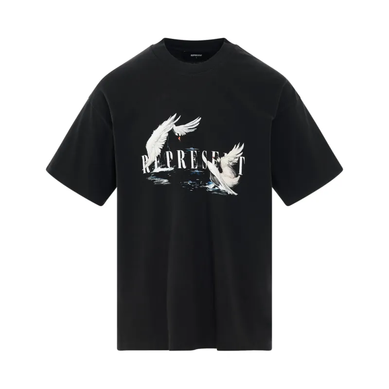Swan Print T-Shirt in Black sold by MARAIS
