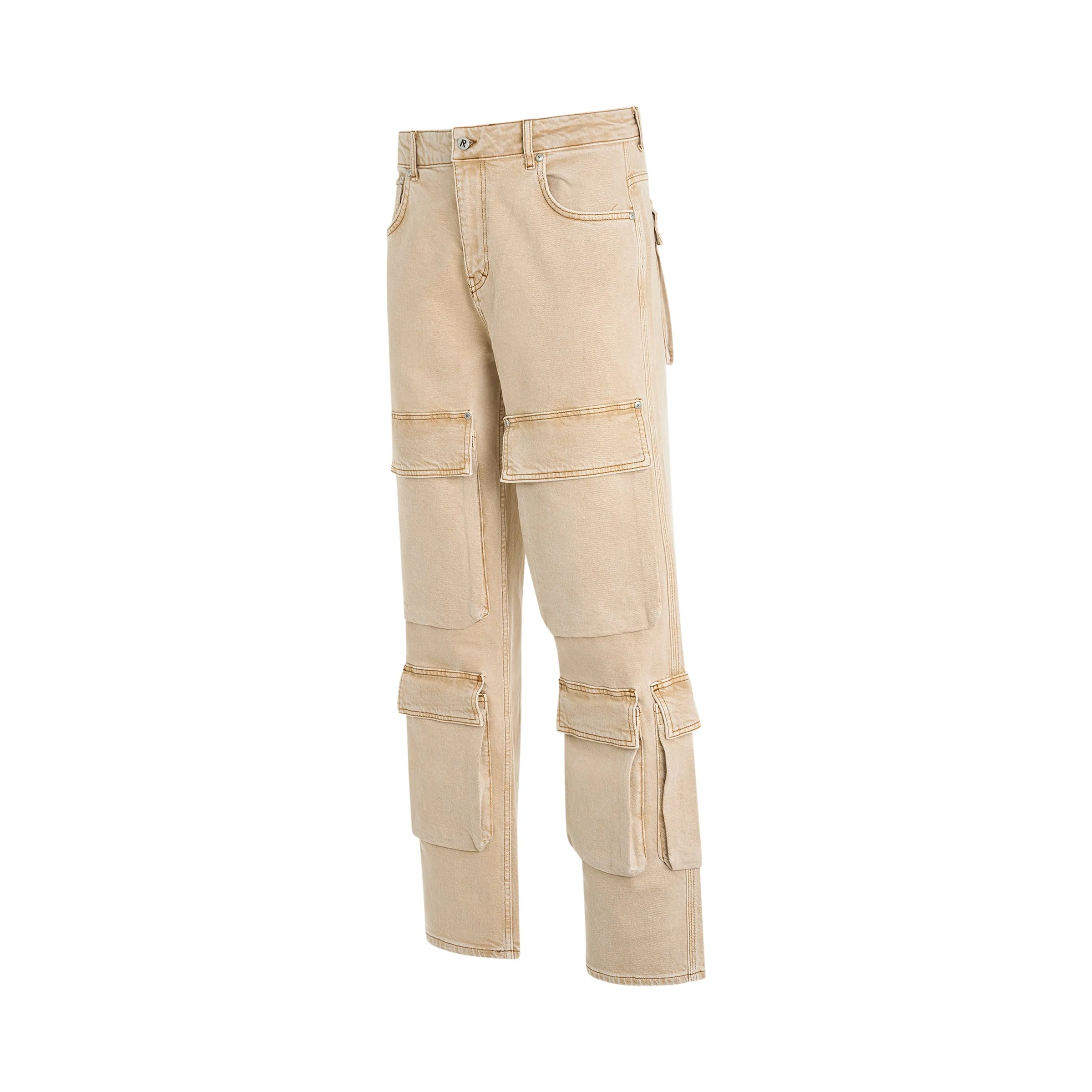 R3CA Cargo Denim Pants in Dirt Cashmere sold by MARAIS product image thumbnail 2