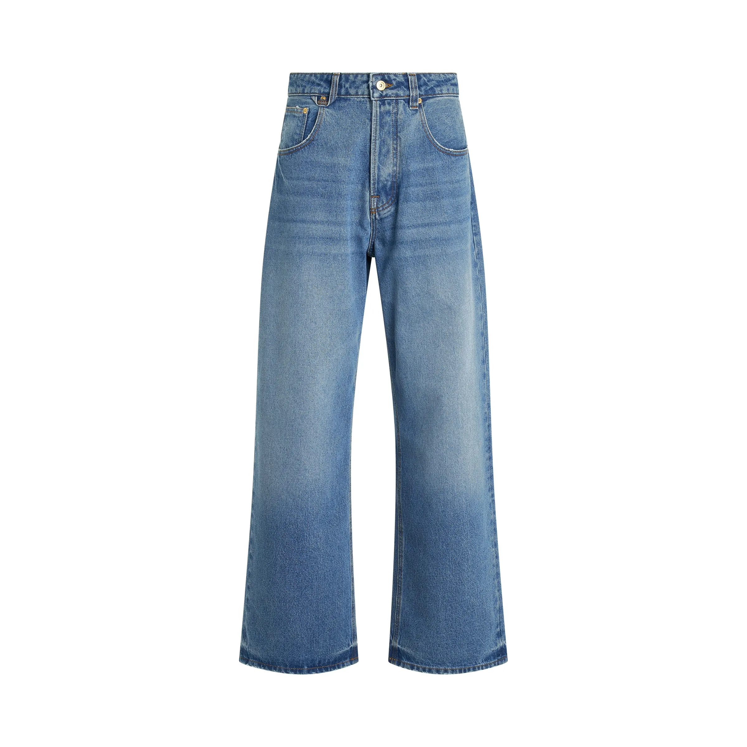 Le Denimes Large Jeans in Blue/Tabac sold by MARAIS