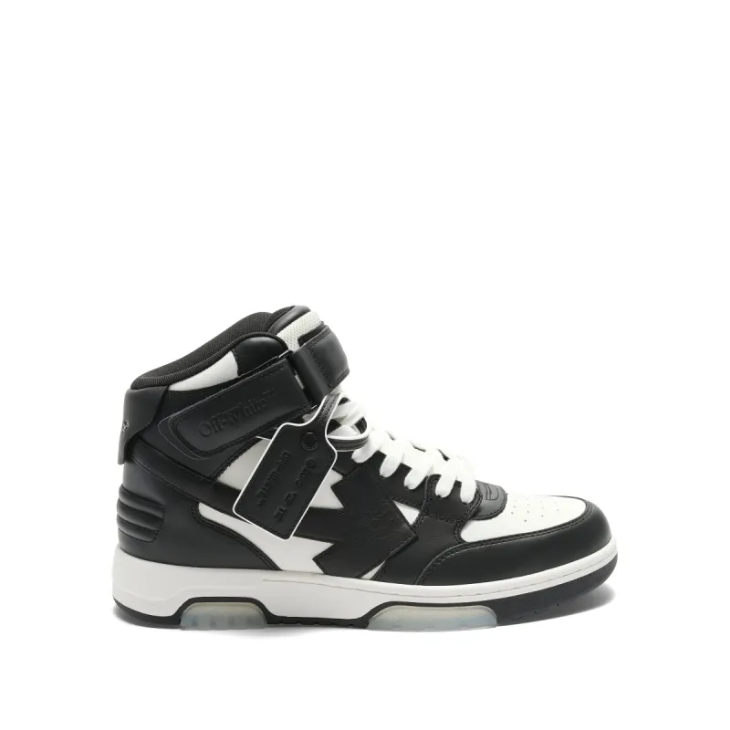 Out of Office Mid Top Leather Sneakers in Black/White sold by MARAIS