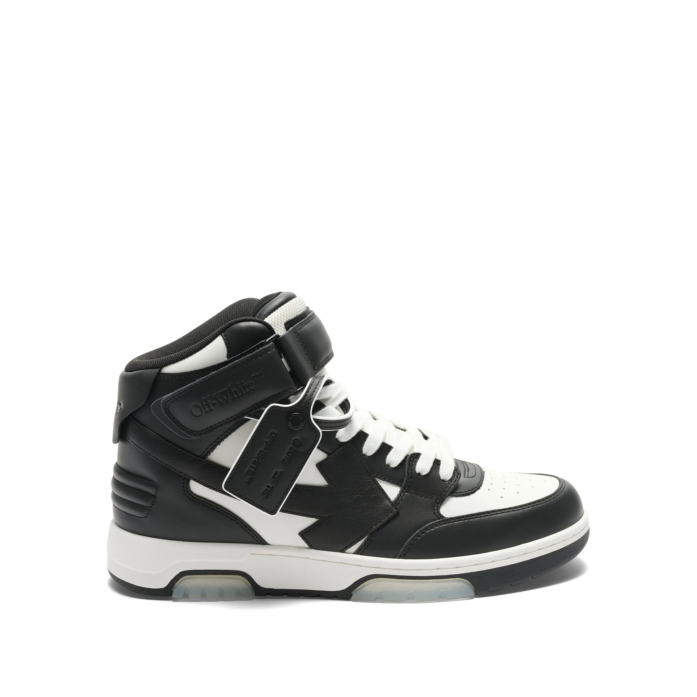 Out of Office Mid Top Leather Sneakers in Black/White sold by MARAIS