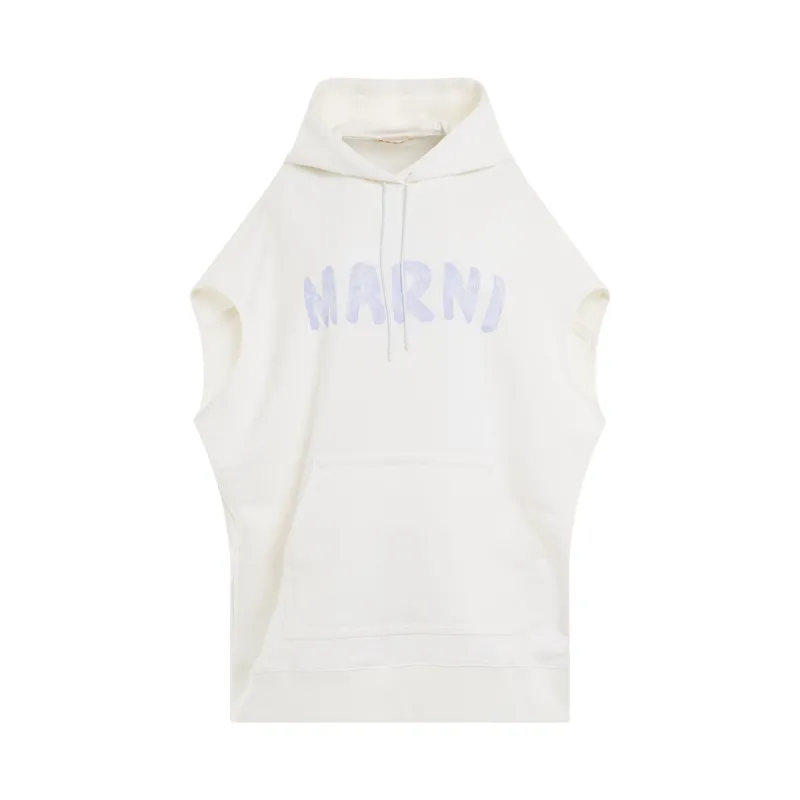 Sleeveless Logo Hoodie in Stone White sold by MARAIS