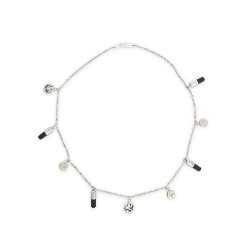 Multipill Charm Necklace in Silver/Black sold by MARAIS