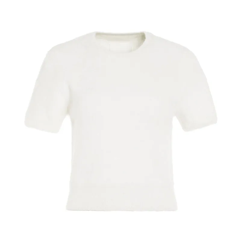 Short Sleeve Knit Top in White sold by MARAIS