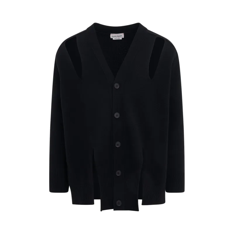 Slashed Oversized Cardigan in Black sold by MARAIS