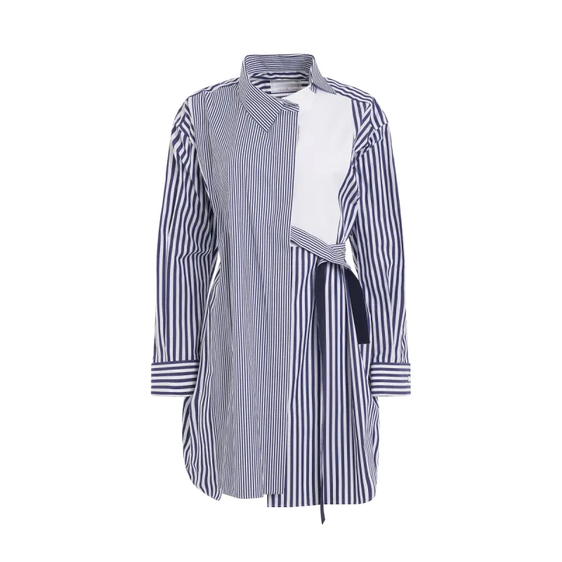 Cotton Poplin Dress in Navy Stripe sold by MARAIS