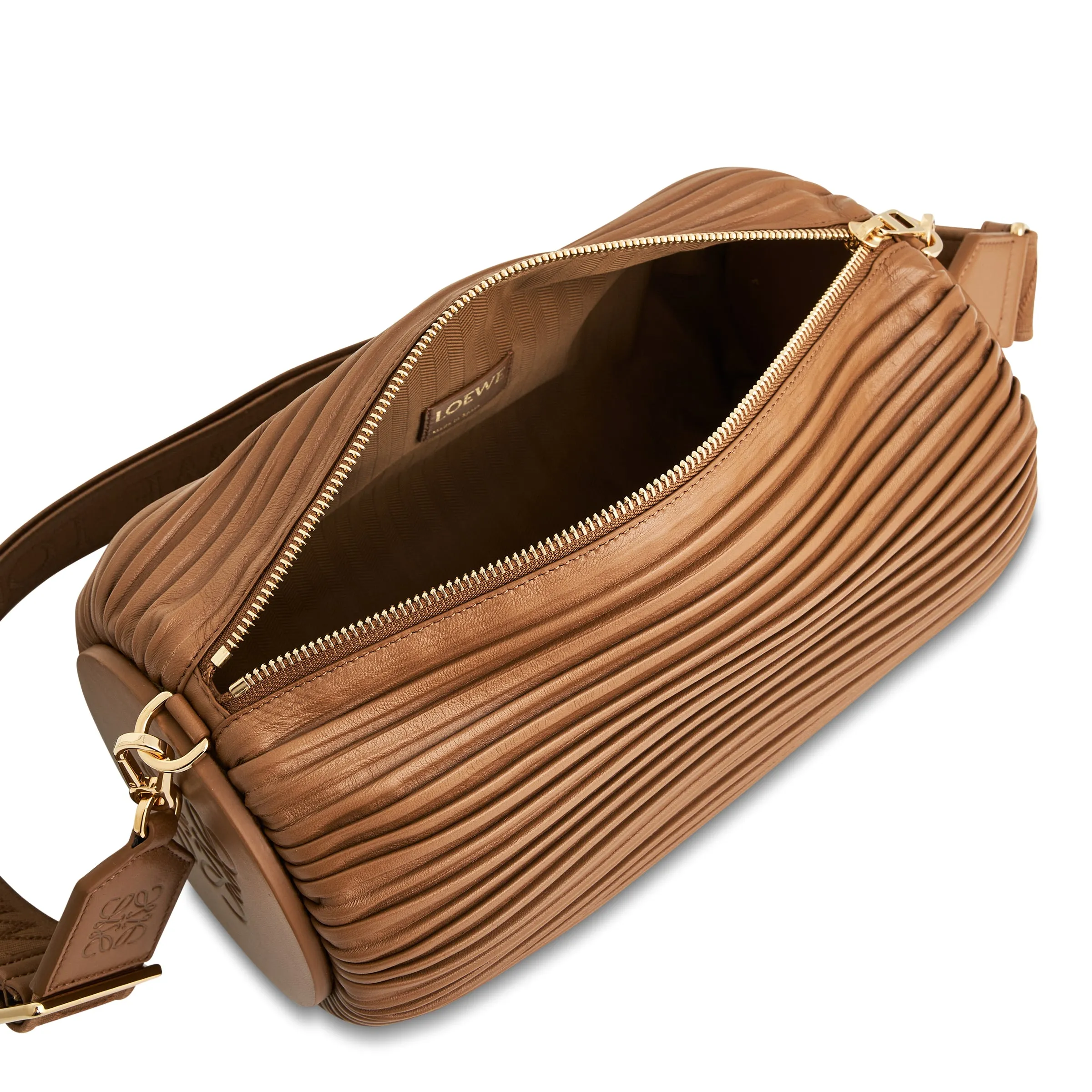 Large Bracelet Pouch Bag in Pleated Nappa in Oak sold by MARAIS product image thumbnail 5