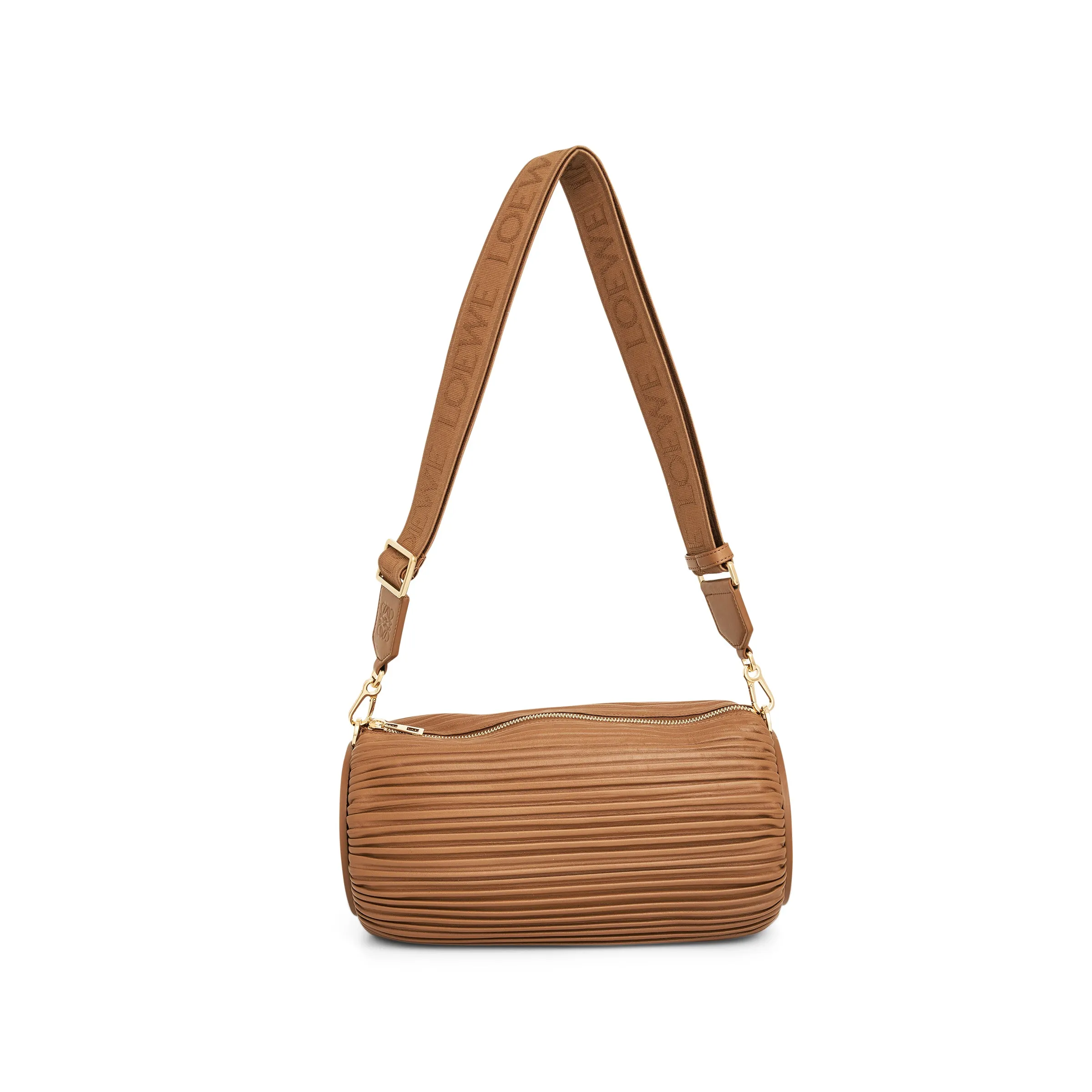 Large Bracelet Pouch Bag in Pleated Nappa in Oak sold by MARAIS